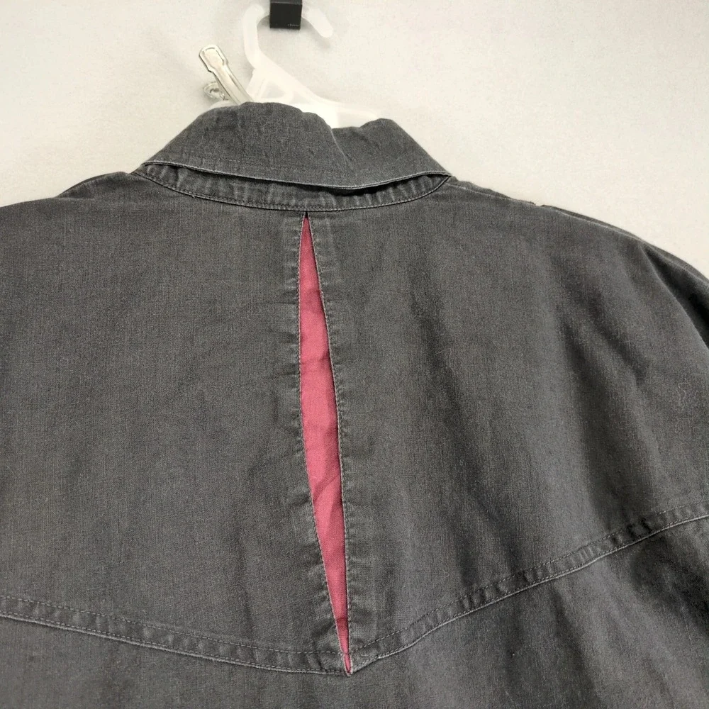 Vintage 90s Dusty Road Black Western Rodeo Shirt Mens L Hidden Pockets Cowboy